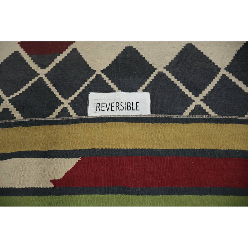 Hand Woven Oriental 100% Wool Carpet Southwestern Tribal Multi-Colored Kilim Area Rug - 13' 3'' X 10' 1''