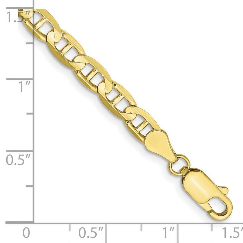 Curata 10k Yellow Gold 4.5mm Concave Mariner Anchor Chain Bracelet