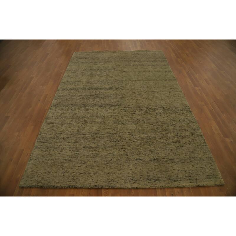 Hand Knotted Oriental 100% Wool Carpet Modern Modern Green Gabbeh Area Rug - 9' 6'' X 6' 5''
