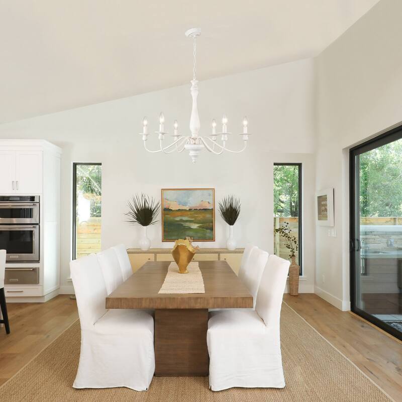 6-Light Candlestick Hanging Ceiling Light Fixture Linear Chandelier Lighting for Kitchen Island
