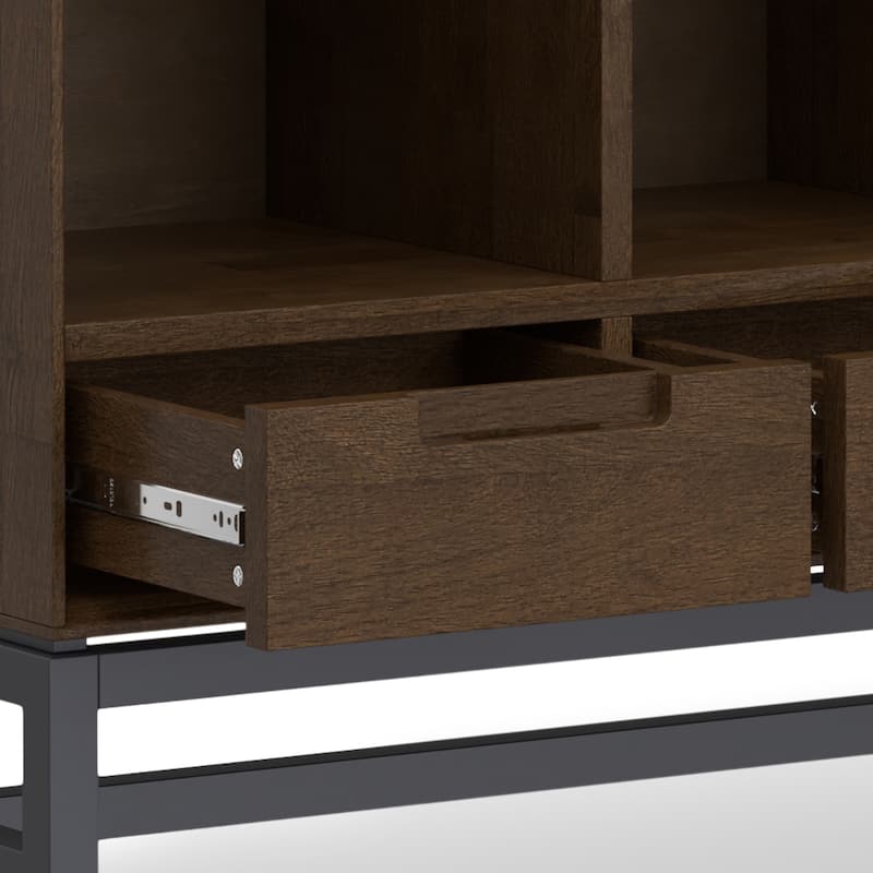 WYNDENHALL Devlin SOLID HARDWOOD 58 x 42 inch Modern 9 Cube Bookcase with Drawers in Walnut Brown - 15.5" D x 42" W x 58" H