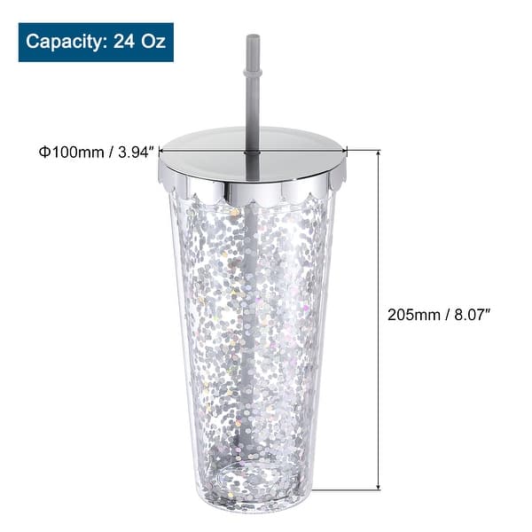 Acrylic Tumbler with Lid and Straw, 24 Oz Reusable Double Wall Cups - Bed  Bath & Beyond - 39029664