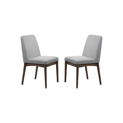 Grey Fabric Upholstered Dining Chair, Brown(Set of 2)