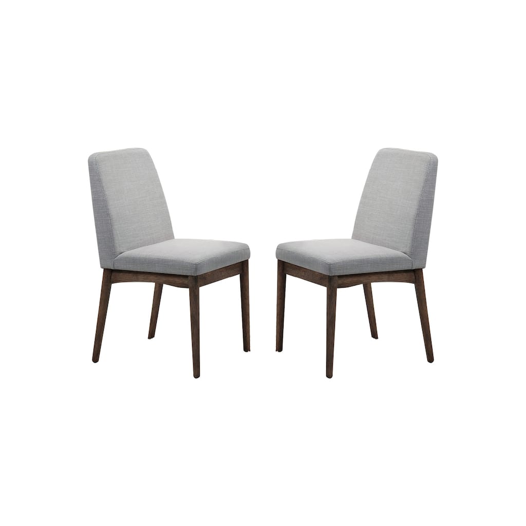 Grey Fabric Upholstered Dining Chair, Brown(Set of 2)