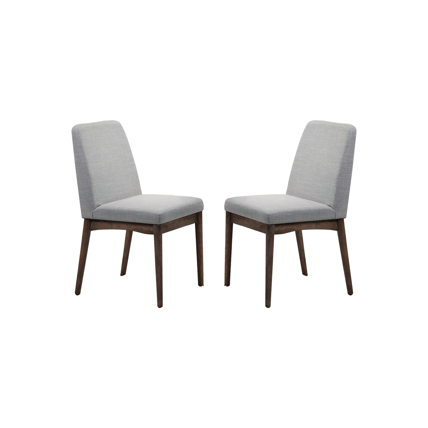 Grey Fabric Upholstered Dining Chair, Brown(Set of 2)