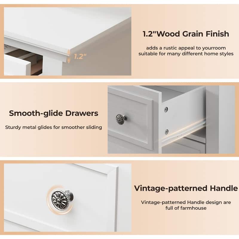 Black 5 Drawer Dresser for Bedroom, 48" Tall Wood Dresser & Chests of Drawers with Deep Drawers, Modern Chest Organizer