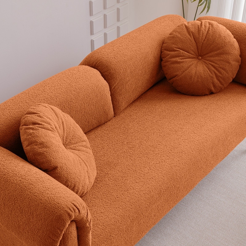 68.5 In Modern Upholstered Living Room Sofa With Decorative Throw Pillows Brown