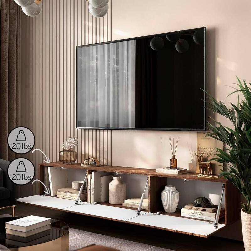 Living Skog Alessio White 59 in. Floating TV Stand Fits TV's up to 65 in. with Wall Mount Feature