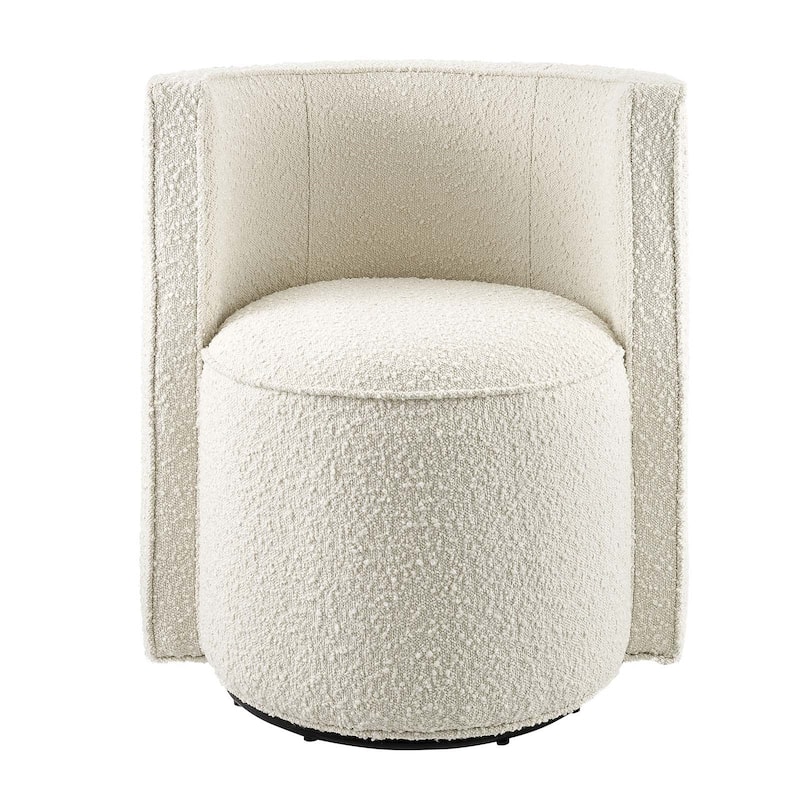 Kerman Sleek Modern Ivory Fabric Upholstered Swivel Accent Chair