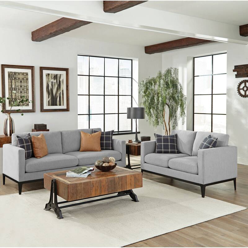 Apperson Upholstered Track Arm Sofa Set Light Grey - 2 Piece