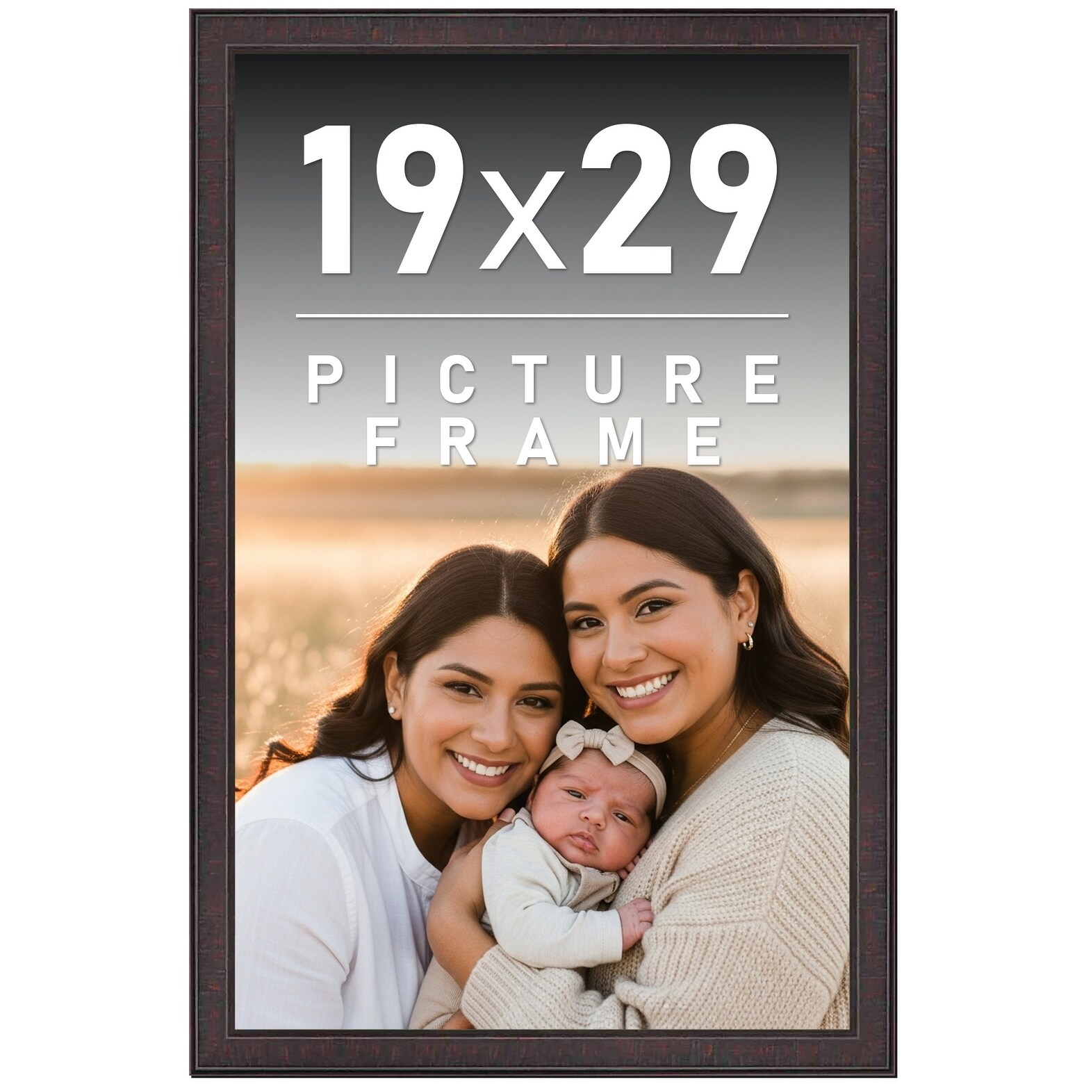 19x29 Frame Brown Solid Wood Picture Frame - Complete Modern Photo