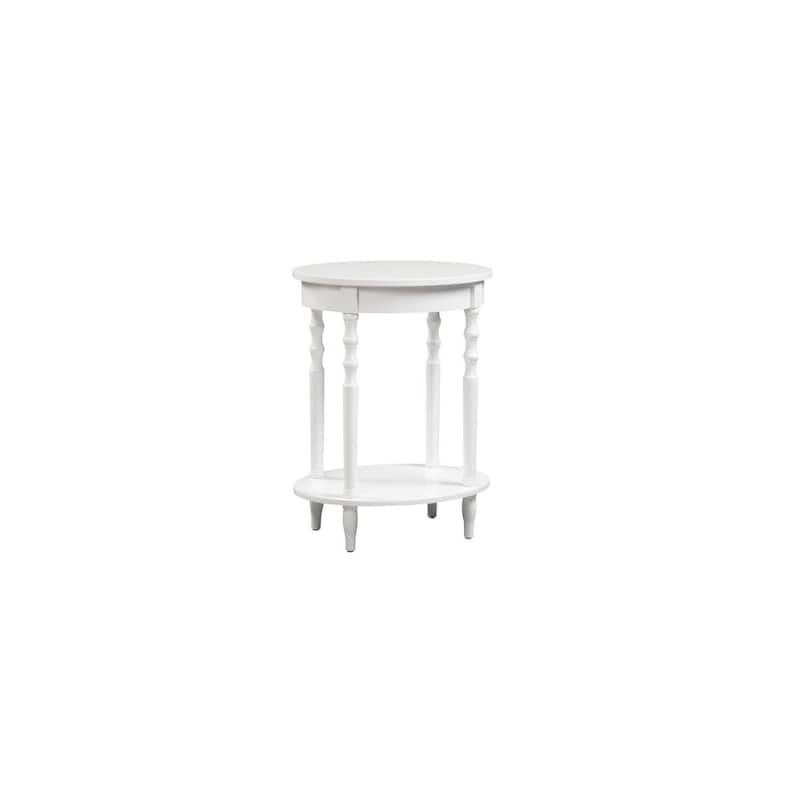 Oval End Table 20.5 Inch, Classic Spindled Legs with Lower Shelf, Solid Wood Side Table for Living Room or Bedroom - 15.75