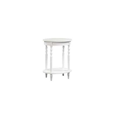 Oval End Table 20.5 Inch, Classic Spindled Legs with Lower Shelf, Solid Wood Side Table for Living Room or Bedroom - 15.75