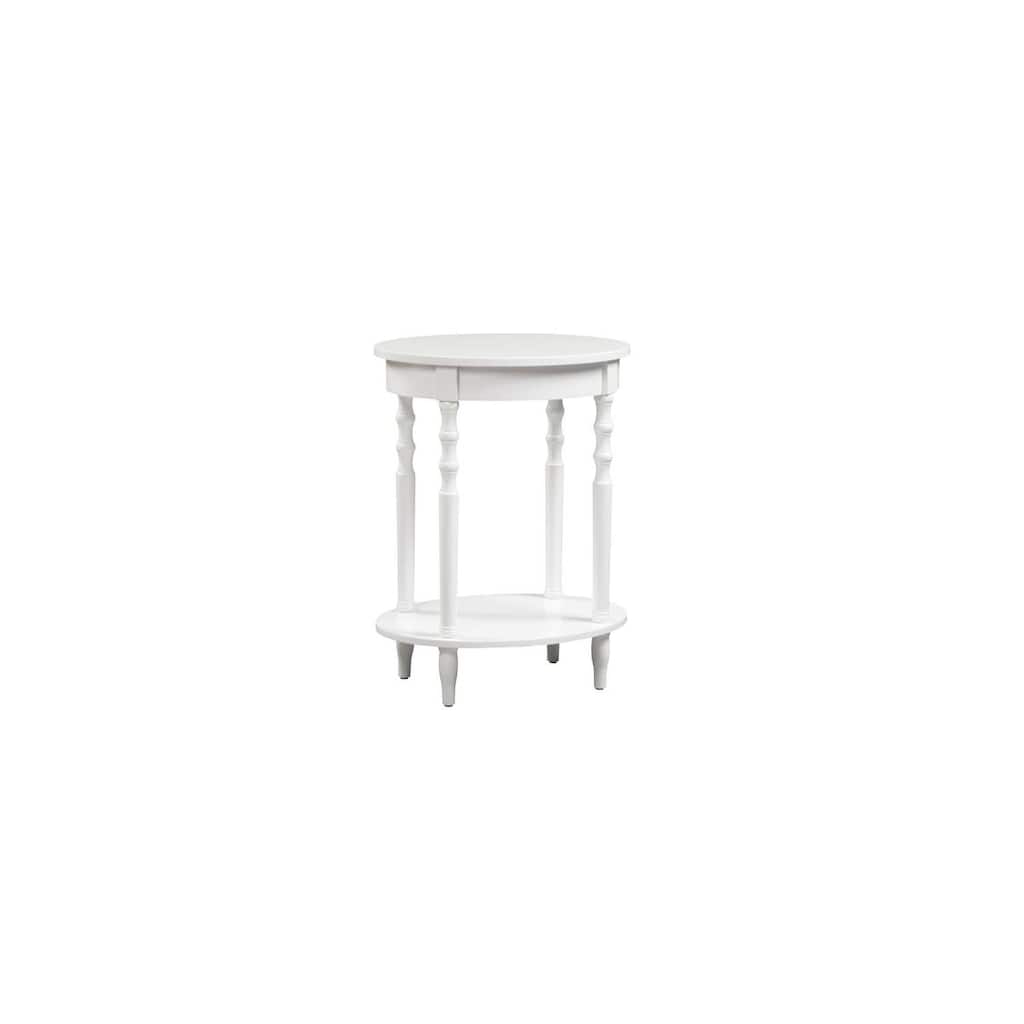 Oval End Table 20.5 Inch, Classic Spindled Legs with Lower Shelf, Solid Wood Side Table for Living Room or Bedroom - 15.75