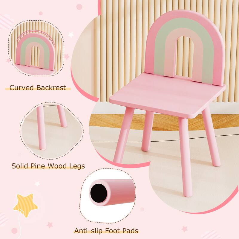 Children's Vanity Table and Stool Set with Mirror and Drawers Cabinet for Bedroom or Playroom - 31.5" x 16" x 38.5" (L x W x H)