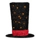 preview thumbnail 6 of 5, 9.25" Lighted Black Tinsel Top Hat Christmas Tree Topper, Clear Lights