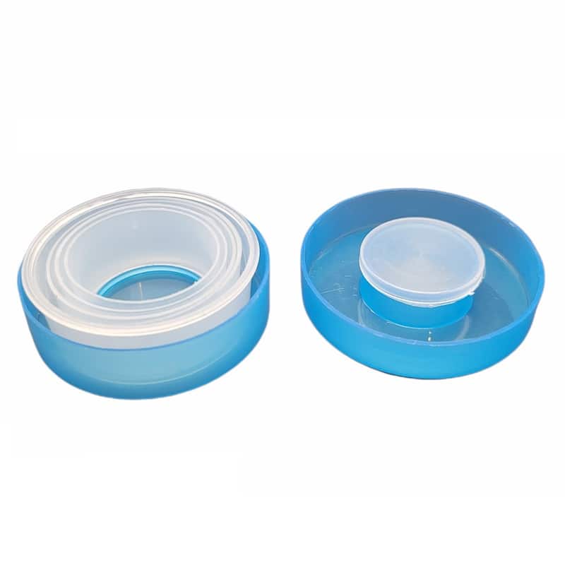 Travel Size Collapsible Drinking Cup and Built In Pill Box Case - Blue