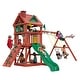 preview thumbnail 16 of 19, Gorilla Playsets Nantucket II Wood Swing Set with Wave Slide - Redwood - 15.5 ft W x 13 ft D x 10.5 ft H
