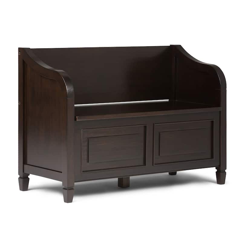 WYNDENHALL Hampshire Solid Wood 42 inch Wide Storage Bench and 40 inch Wide Storage Cabinet in Dark Chestnut Brown