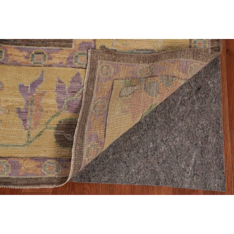 Hand Knotted Oriental 100% Wool Carpet Transitional All-Over Brown Oushak Area Rug - 11' 11'' X 9' 1''