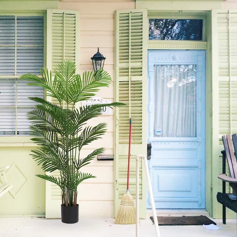 GDFStudio - Thalassa Artificial Areca Palm 5.9FT Tall Faux Tropical Tree in Pot（Set of 2）