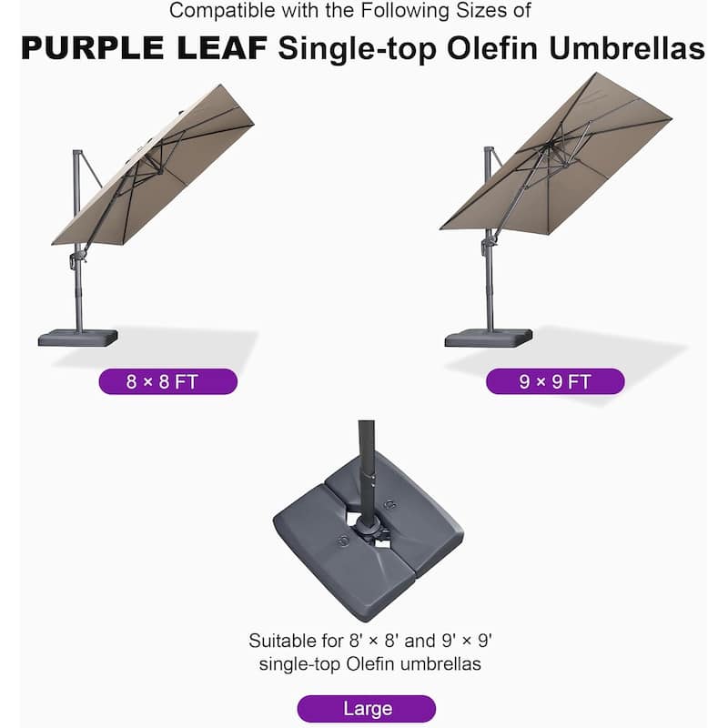 PURPLE LEAF Sturdy 165 lbs Patio Cantilever Umbrella Base Stand - 33.5" X 32.7"