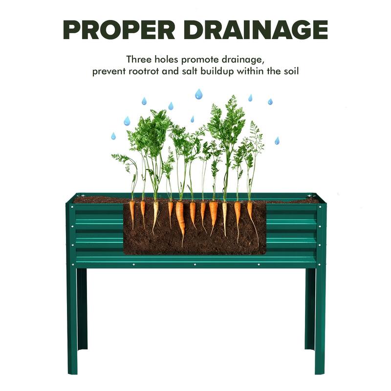 Meyreso 48" x 30" x 20" Galvanized Raised Garden Bed with Legs, Metal Elevated Planter Box, Rust-Resistant, Safety Edging