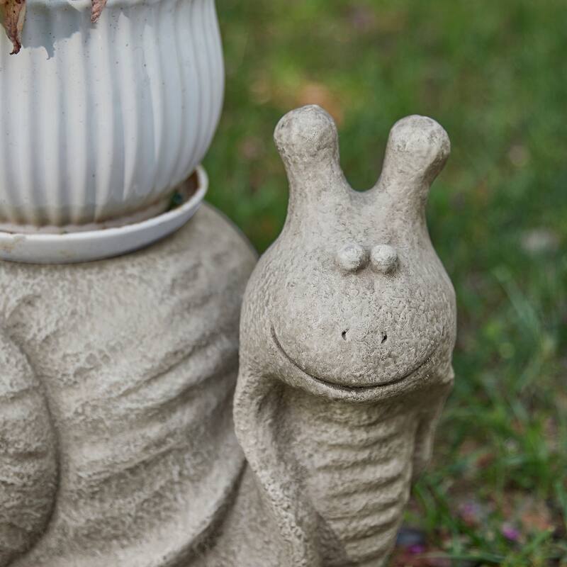 Glitzhome MGO Snail Frog Garden Statue Indoor Outdoor Art Figurine Planter Stand