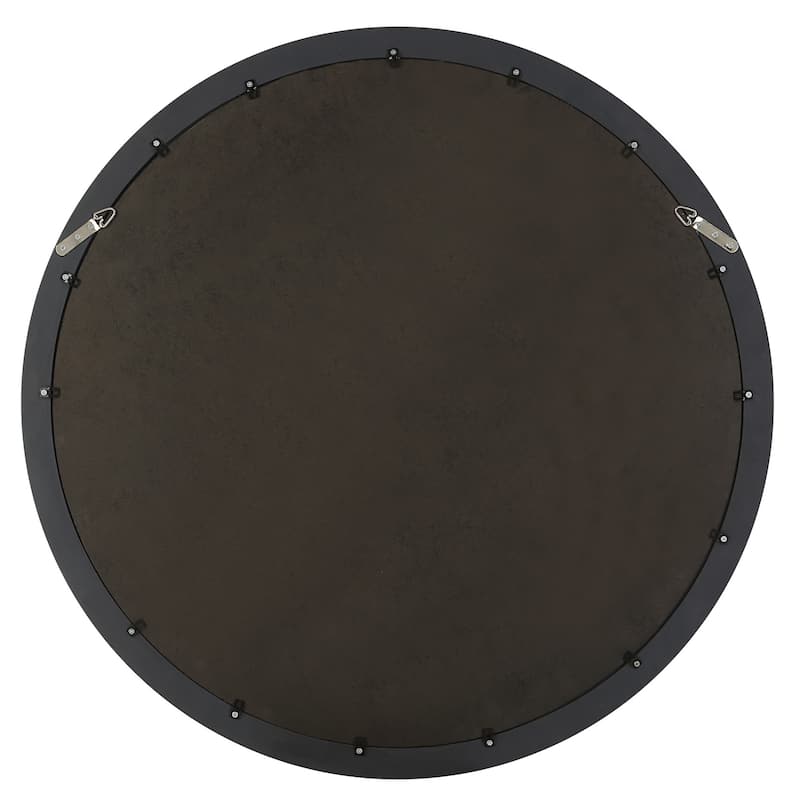 Scalloped Edge Round Wall Mirror - 38" - Black and Silver