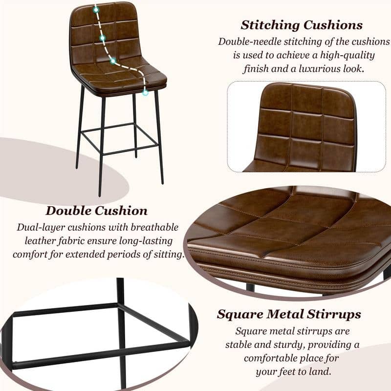 Metal Upholstered Bar Stools (Set of 8)