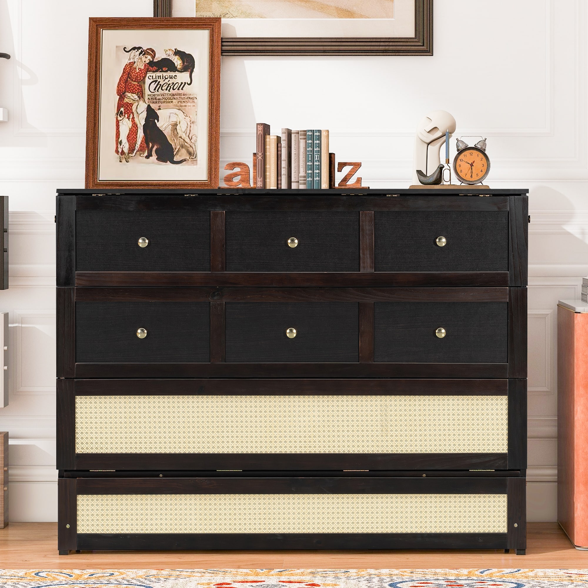 Full Size Murphy Bed with Large Storage Drawers, Space-Saving Design