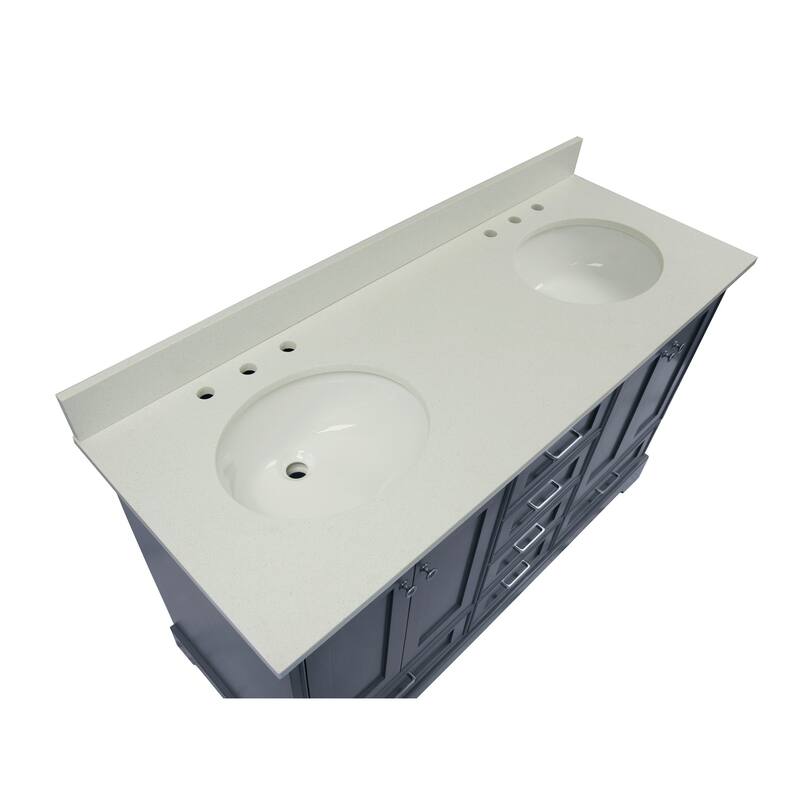 KitchenBathCollection Harper 60" Double Bathroom Vanity with Quartz Top