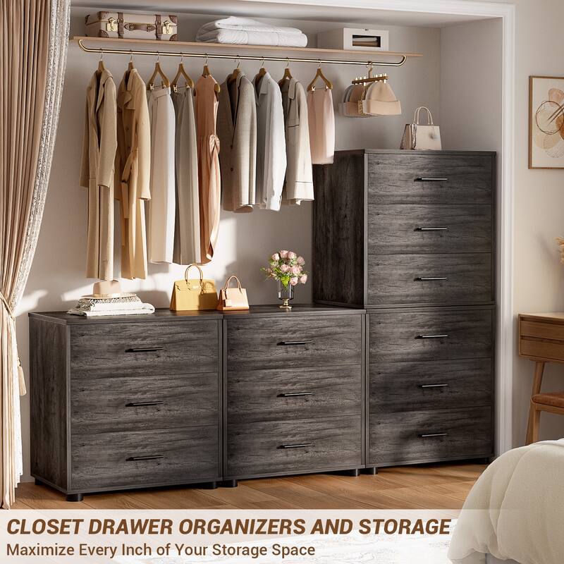 2-Pack Dressers with 6 Storage Drawers, Closet Organizers for Bedroom and Walk-in Closet
