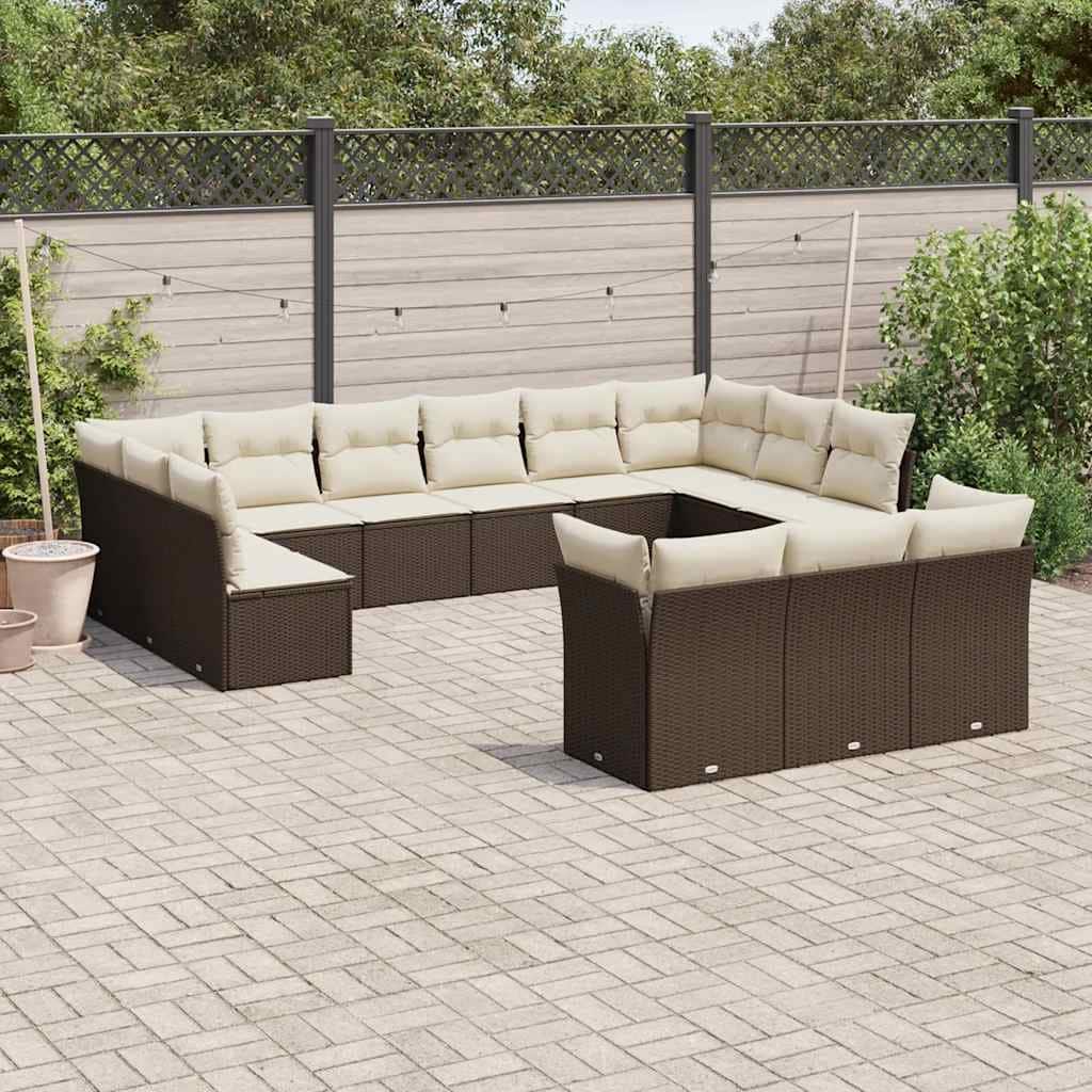 vidaXL Garden Sofa Set Brown, Cream White - 24.4 x 24.4 x 27.2