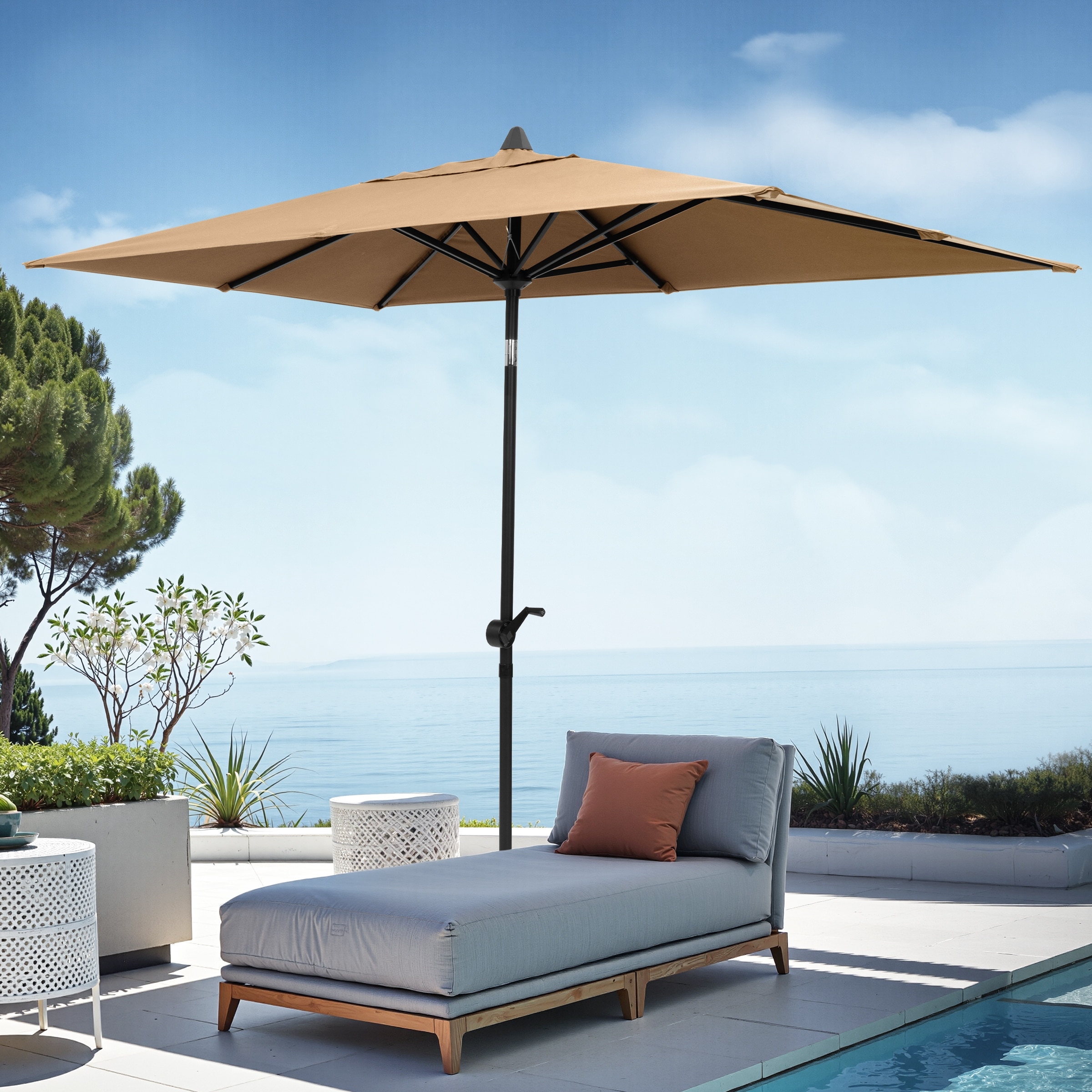 5 foot outdoor patio umbrella Best Choice Products 7.5ft Solar for Deck, Pool w/ Tilt, Crank, LED Lights The umbrella is easy to open and close using the convenient crank handle ABCCANOPY Outdoor Waterproof Table 8