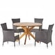 preview thumbnail 17 of 29, Cedros Wicker/ Acacia Wood Outdoor 5-piece Dining Set by Christopher Knight Home