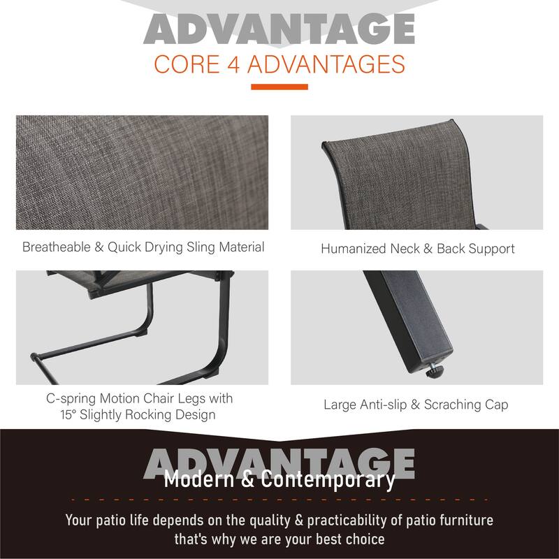 7-Piece Patio Dining Sets , 6 Textilene Fabirc Chairs and 1 Metal Table with 2.1'' Umbrella Hole