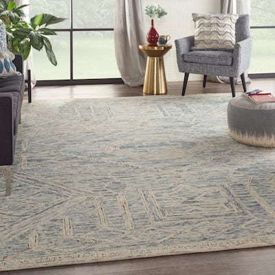 Nourison Linked Space Dyed Modern Hand Tufted Geometric Area Rug