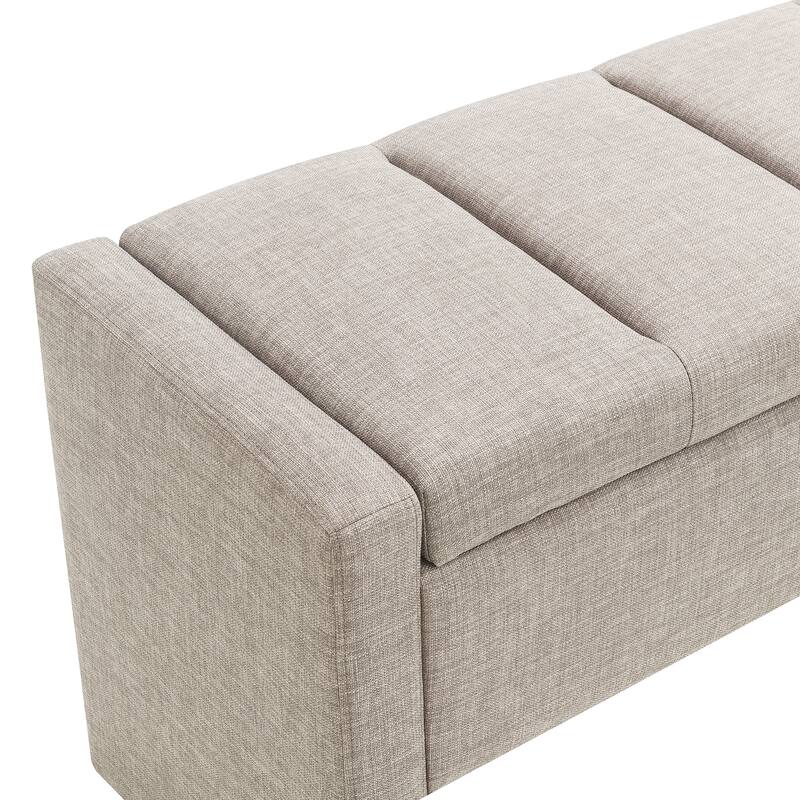 Modern Bed End Bench with Storage,Upholstered Large Foot Rest Stool, Comfy Window