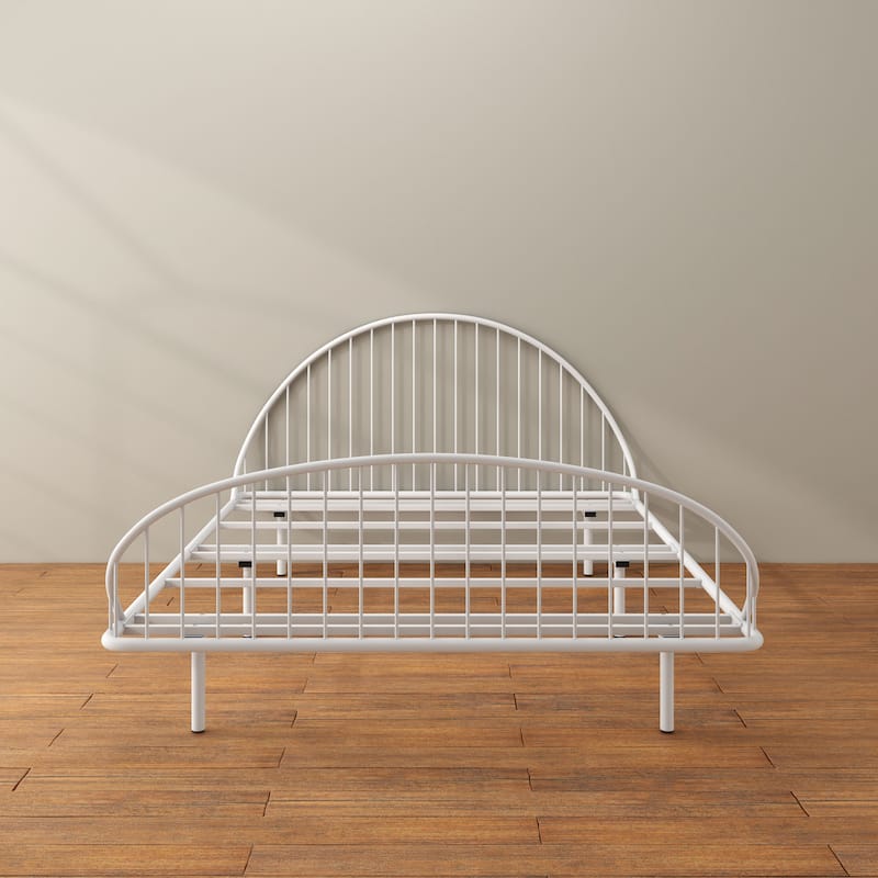 Furniture of America Duke Curved Metal Powder Coated Bed Frame, Box Spring Needed