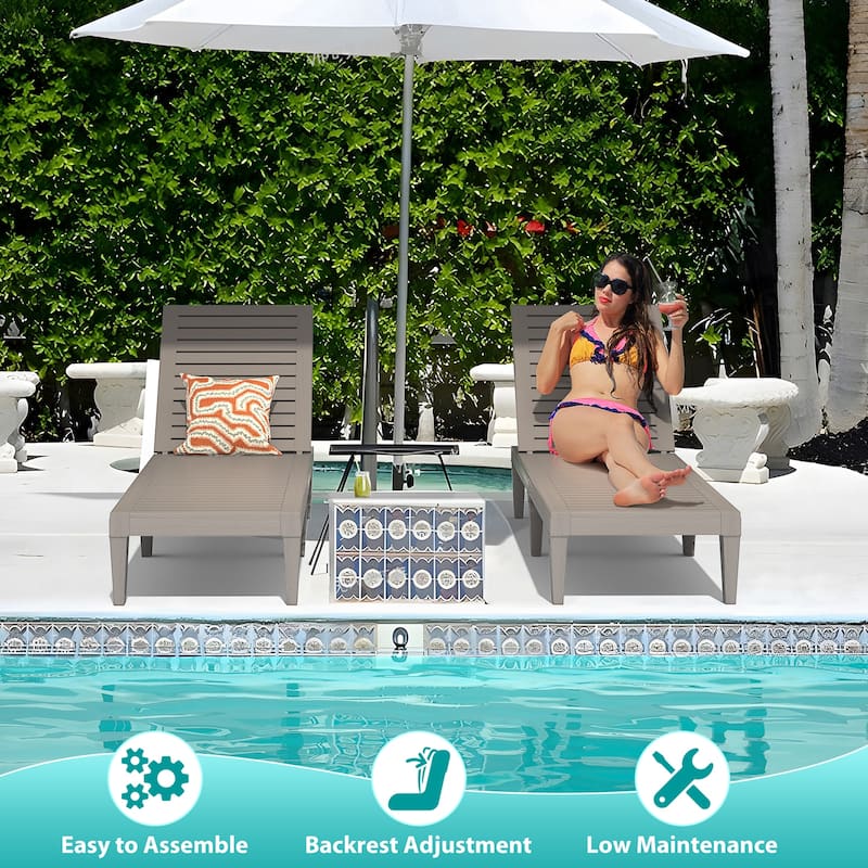 Outdoor Chaise Lounge Chair for Poolside Patio, Water-Resistant Tanning Chair Recliner with Adjustable Backrest