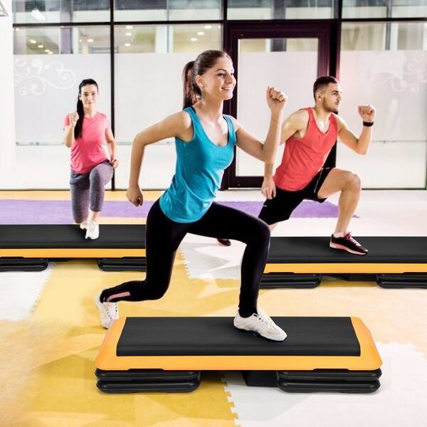 Shop Costway Fitness Aerobic Step 43 Cardio Adjust 4 6 8 Overstock 16591587