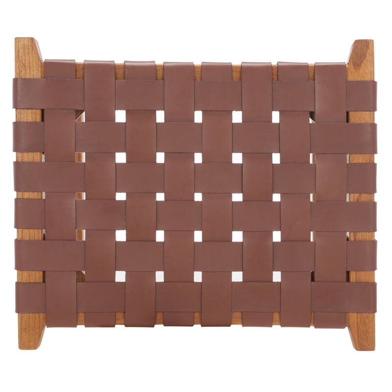 SAFAVIEH Remzija 30-inch Woven Leather Rectangle Bar Stool - 20" W x 19" D x 30" H