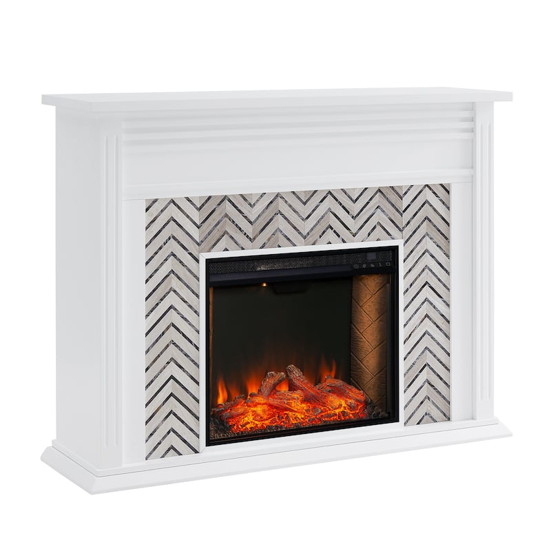 SEI Furniture Hebbington Tiled Fireplace - 50"W x 15"D x 39"H