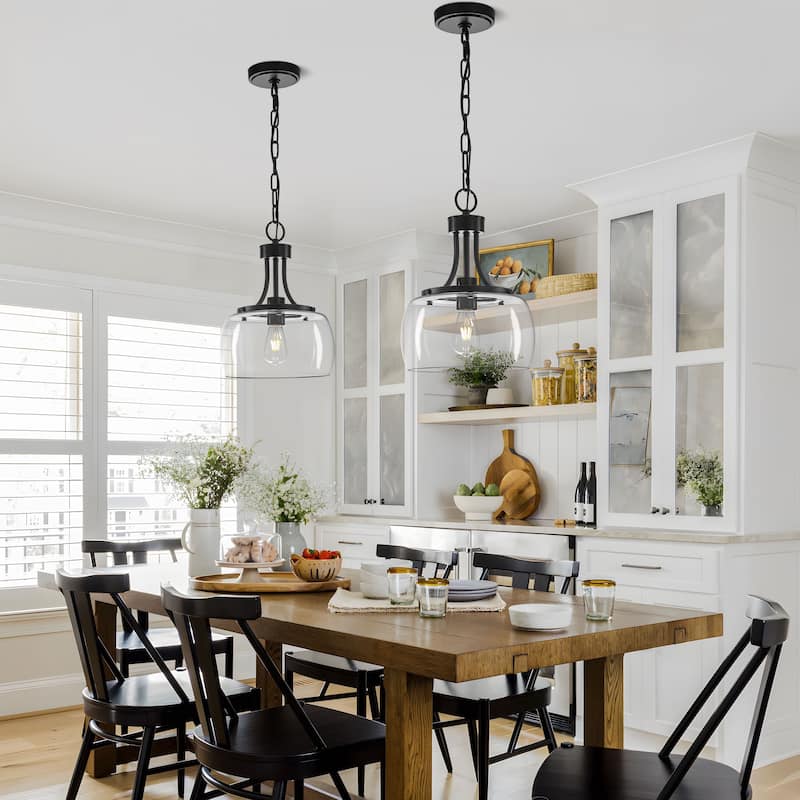 Starsky 1/3-Light Modern Clear Glass Dome Pendant Light