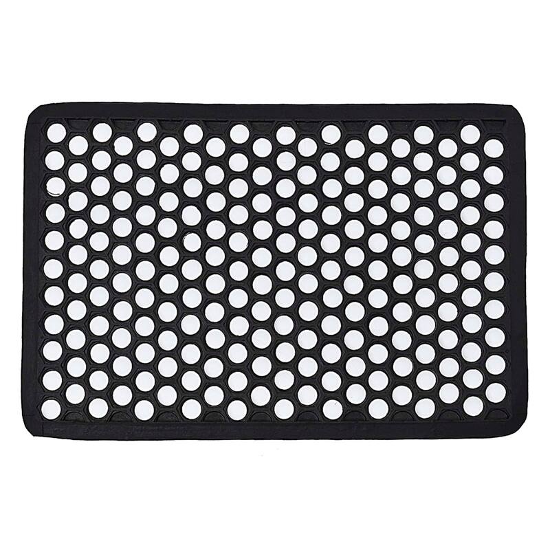 Outdoor Mat Harold Railing Rubber Rug 24x16 Inch Black - 16 W x 24 L x 1/4 H - Black