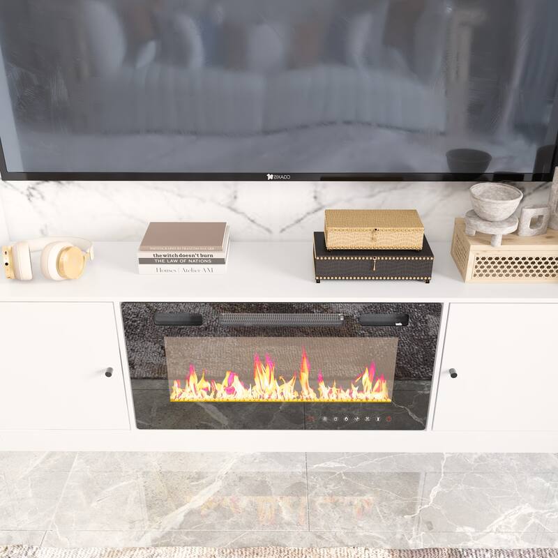 Entertainment Hub w/Fireplace Insert Compatibility Sleek Media Center