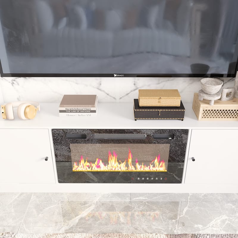 Media Console w/Fireplace Niche Contemporary Living Room Furniture