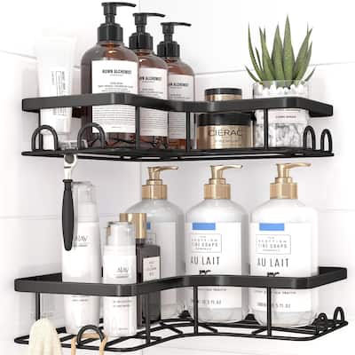 Corner Shower Caddy with 8 Hooks - 2 Pack - 9.4*9.4*2inch