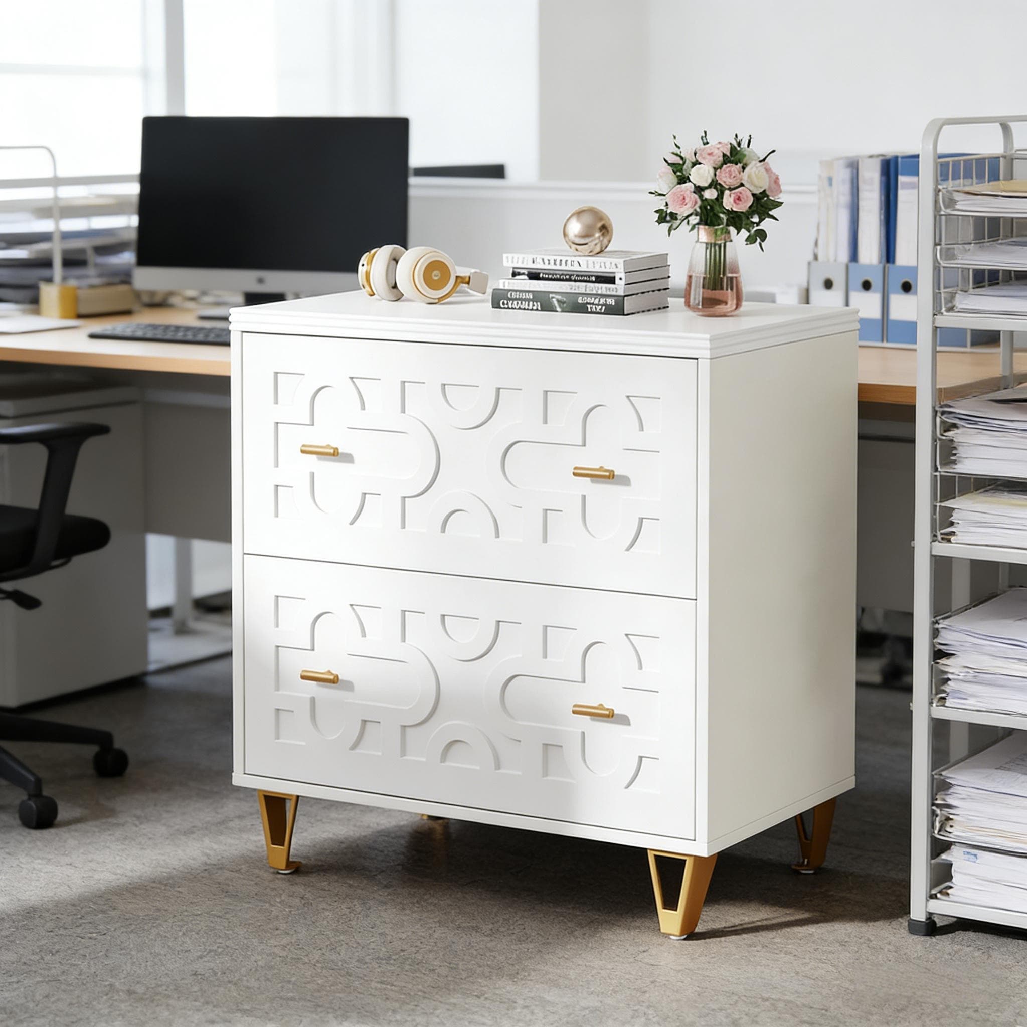 Multi-Functional File Cabinet, Nordic Style Storage Filing Cabinet for Living Room